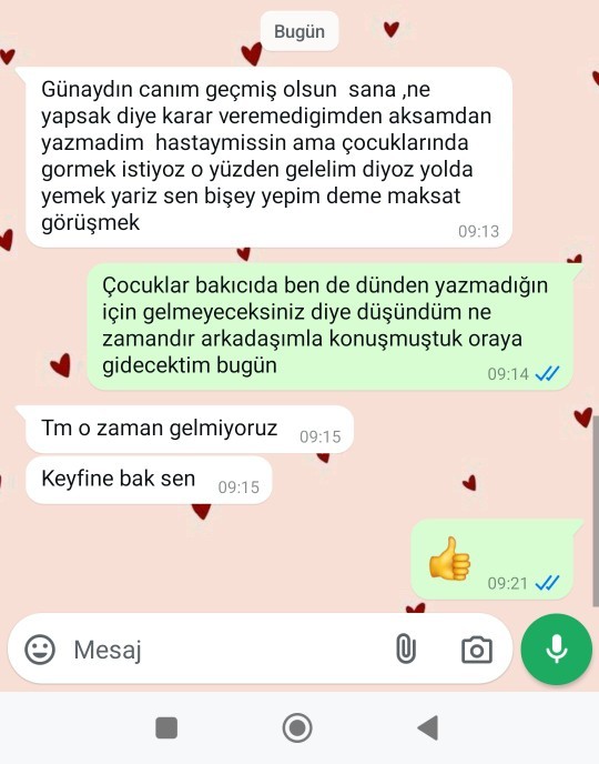 Hasta olmama rağmen ısrarla bize gelmek isteyen kayınvalidem ile konuşmalarımız. Sizce kim haklı?