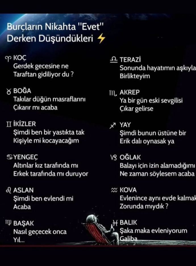 Burçların nikahta evet derken düşündükleri ne olur du?