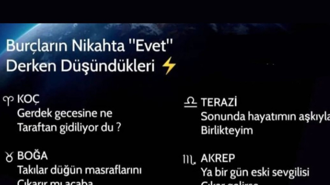 Burçların nikahta evet derken düşündükleri ne olur du?