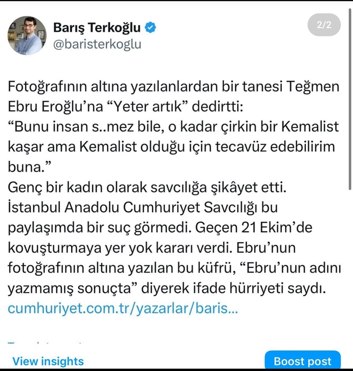 Genç bir kadına yapılan tecavüz yorumu savcı tarafından ifade özgürlüğü sayıldı siz ne düşünüyorsunuz bu konuda?