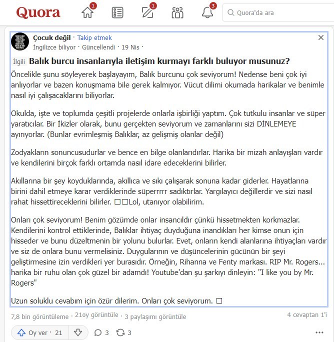 İkizler burcunun balıklar hakkında yazdıklarına katılıyor musunuz?