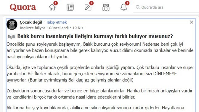 İkizler burcunun balıklar hakkında yazdıklarına katılıyor musunuz?