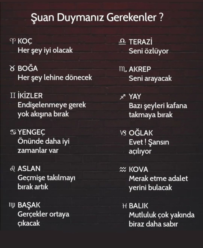 Burçların şu an duymak istediği nedir?