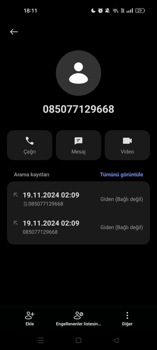 Telefonum kendi kendine arama yapmış?