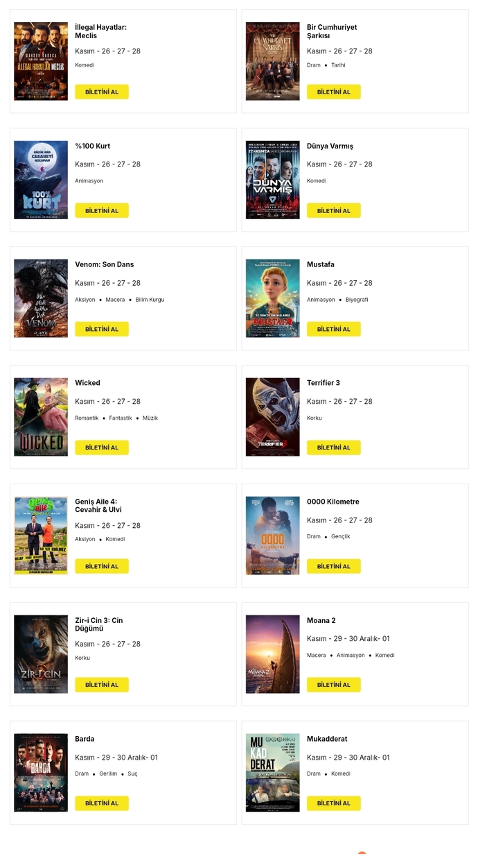 Sinemada bu filmlerden hangisine gitsem sence?