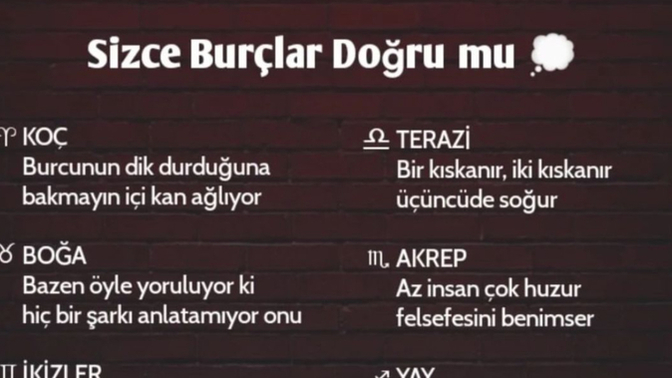 Sizce şu an burçların düşünceleri doğrumu?