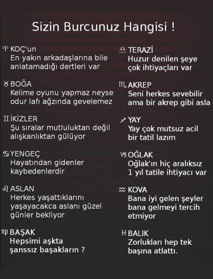 Sizin burcunuz nasıldır?