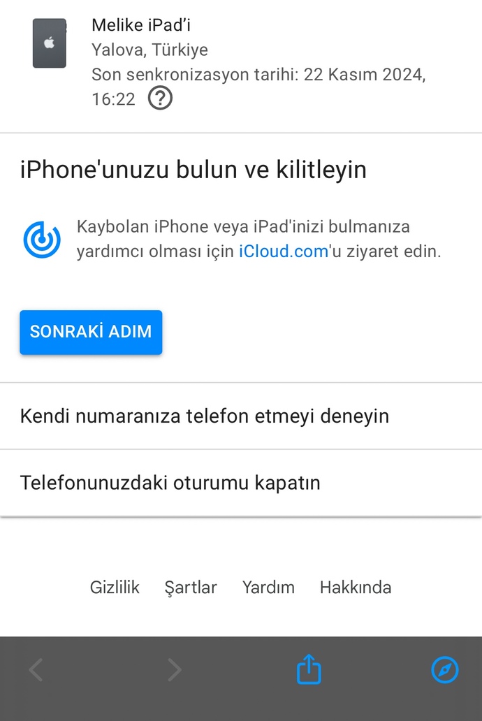 İpadımı kaybettim yardimci olur musunuz🙂‍↕️?