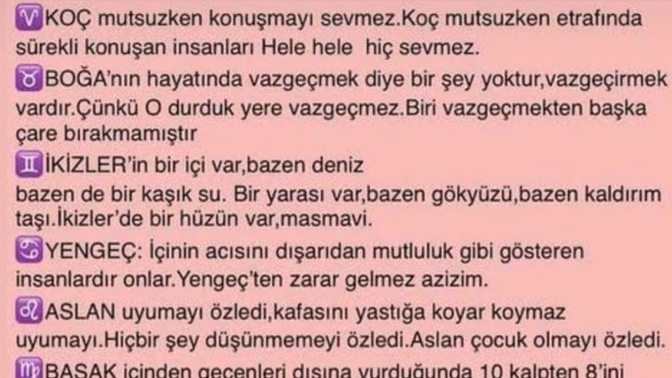 Burçların bazı özellikleri sizce doğrumu?