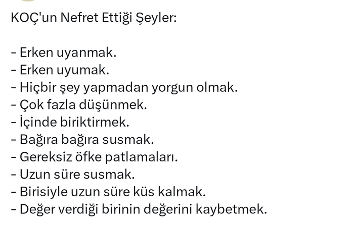 Burcunuza göre nefret ettiğiniz şeyler öğrenmek ister misiniz?