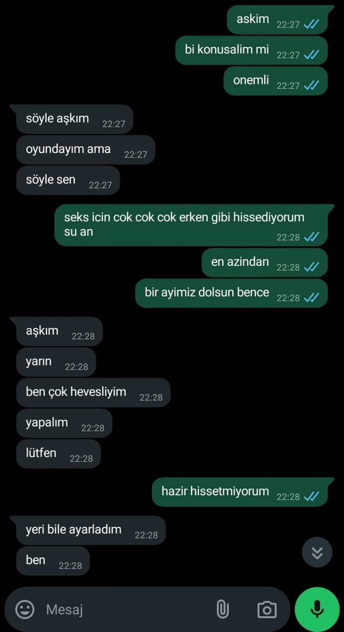 Sevgilime cinsellik için hazır olmadığımı söyledim. Davranışlarının değişmesi normal mi?