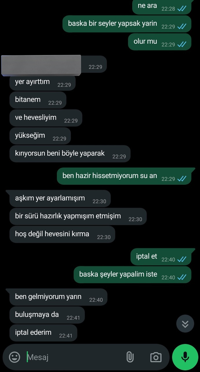 Sevgilime cinsellik için hazır olmadığımı söyledim. Davranışlarının değişmesi normal mi?