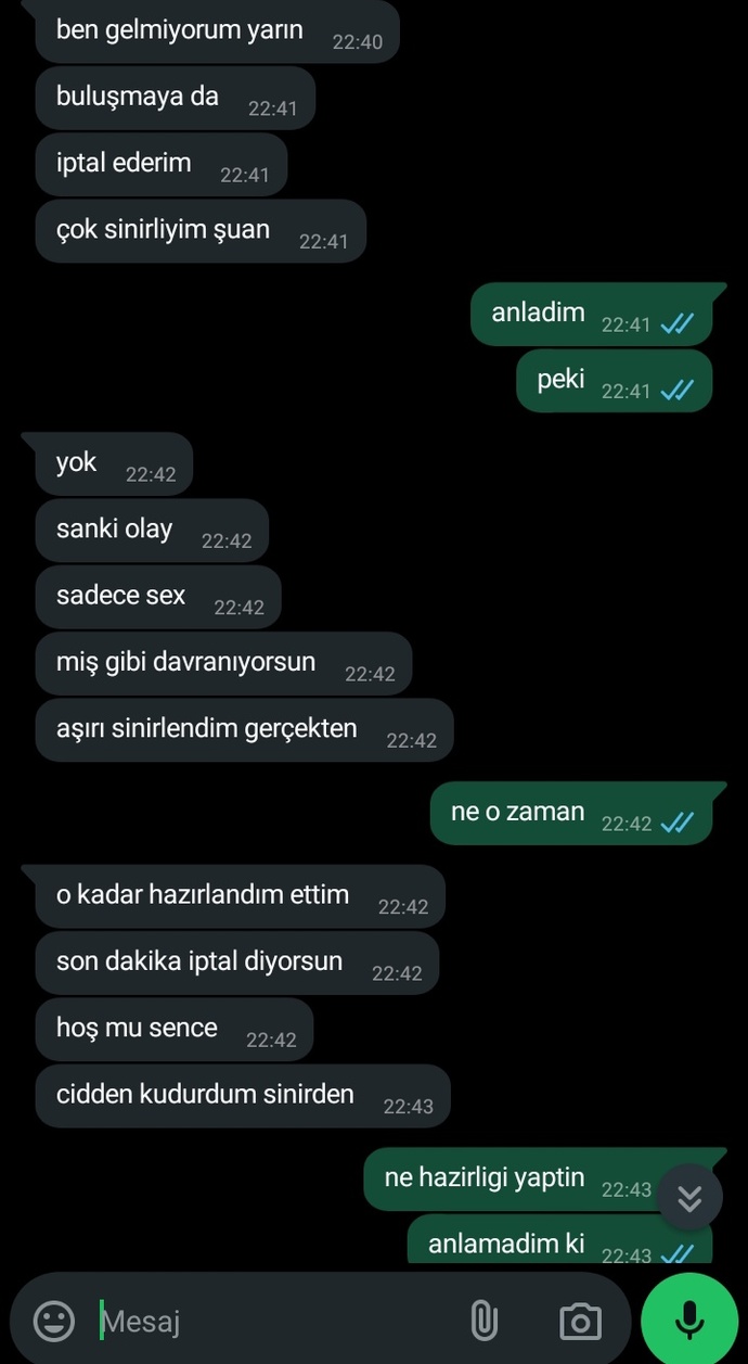 Sevgilime cinsellik için hazır olmadığımı söyledim. Davranışlarının değişmesi normal mi?