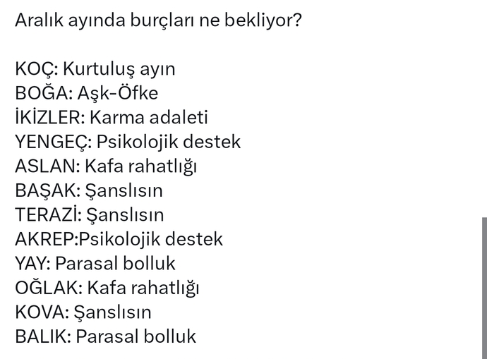Burcunuza göre Aralık ayında sizleri neler bekliyor?