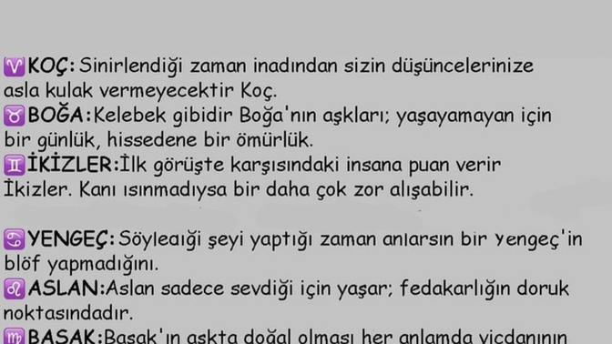 Burçların bazı güzel ve kötü özellikleri nedir?