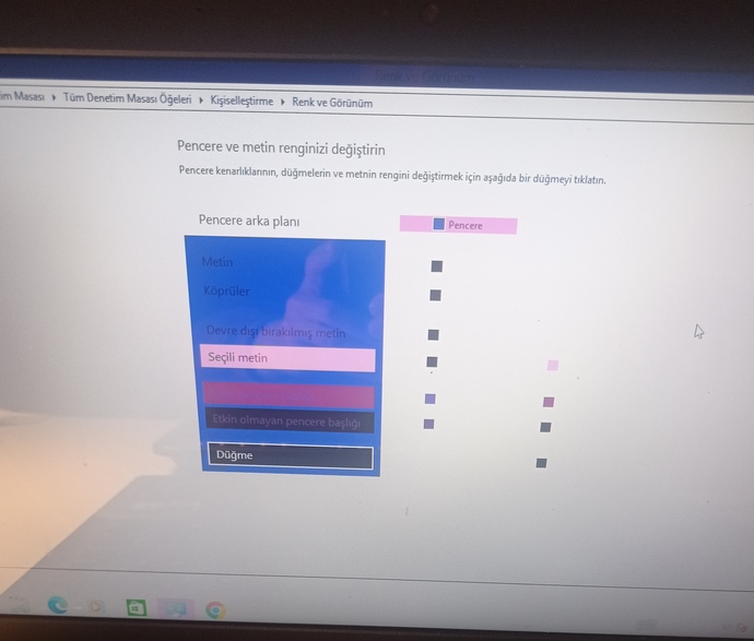 Laptobumu eski renklerine nasıl çeviririm?