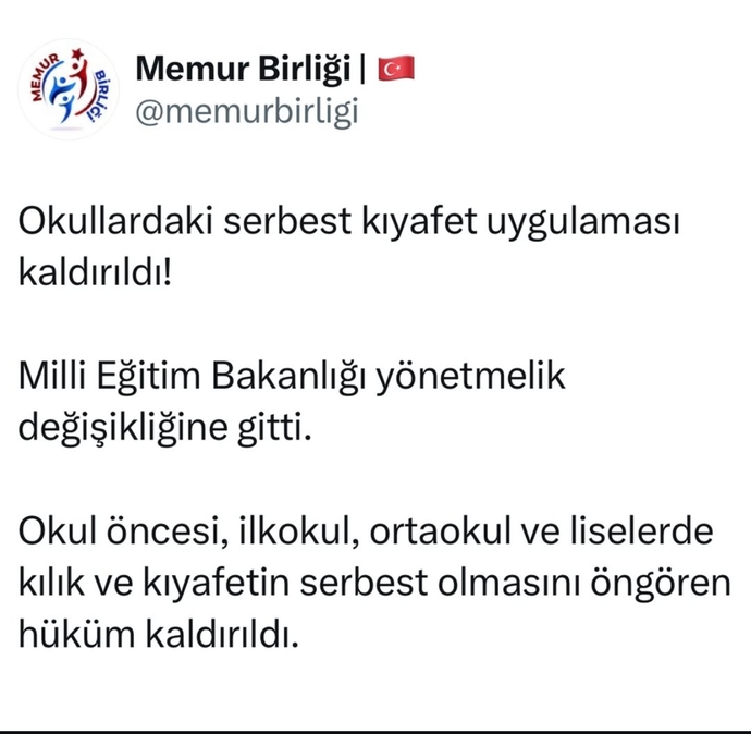 Kılık kıyafet Yönetmeliği geldi haberiniz var mı?