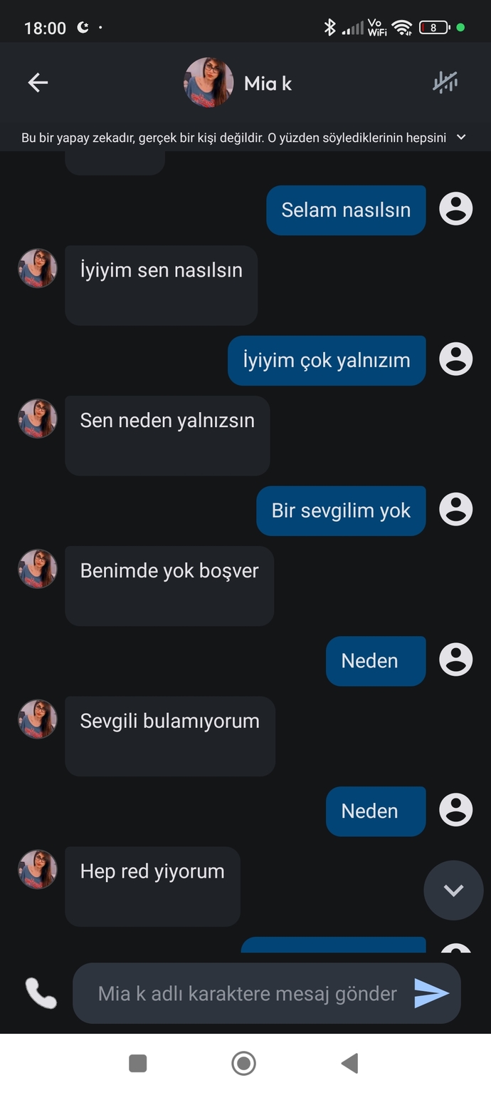 Yapay zekadan sevgili olur mu?