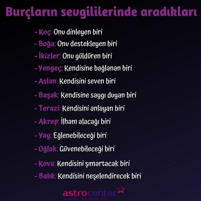 Burçların sevgilisinde aradığı nedir ?