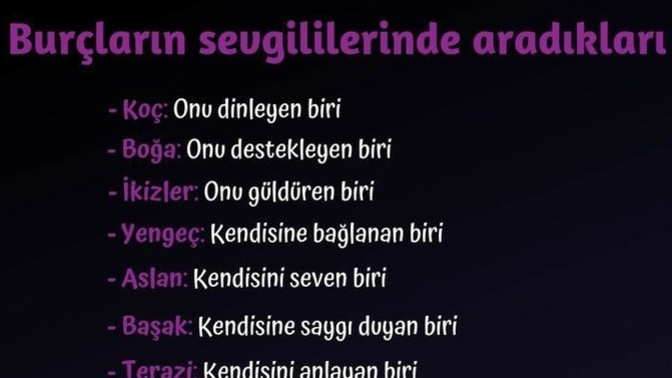 Burçların sevgilisinde aradığı nedir ?