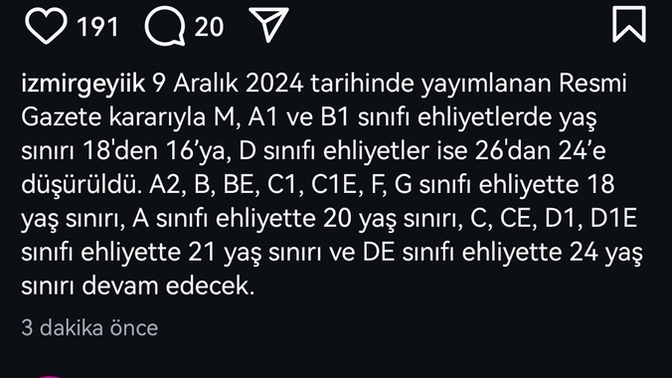 Ehliyet yaşı düştü haberiniz var mı?