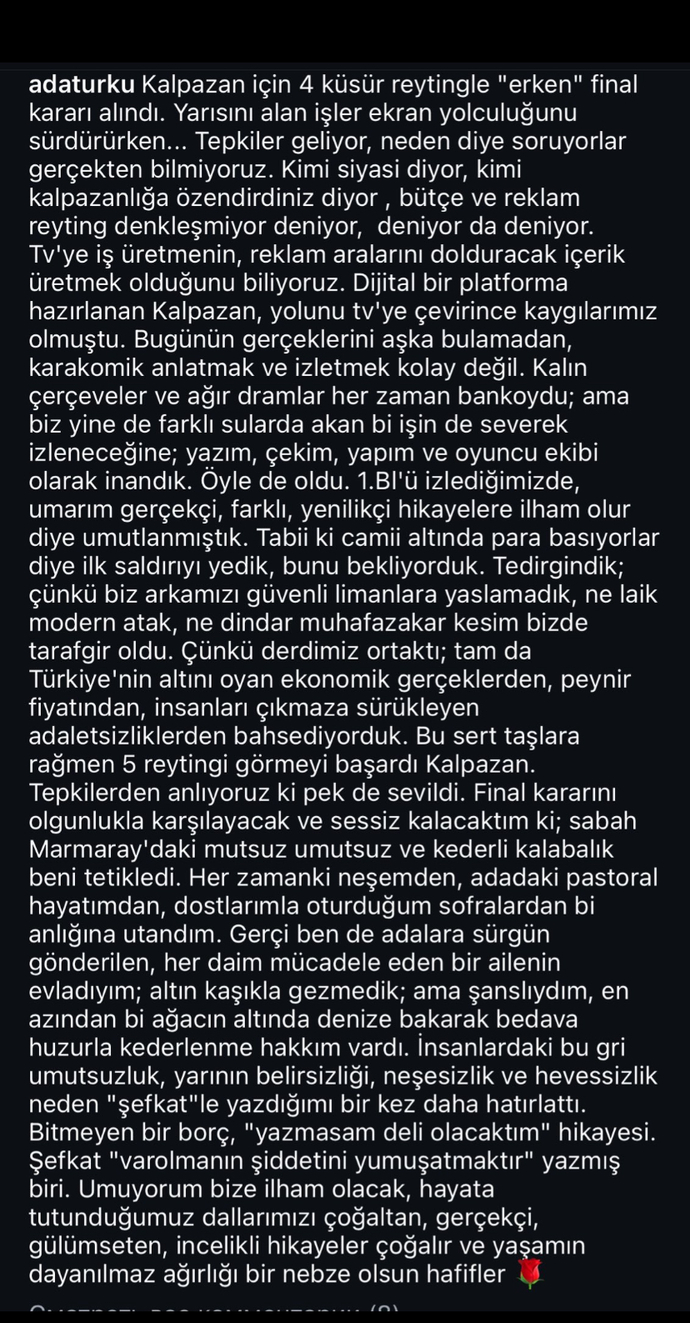 Bu da senaristin açıklaması
