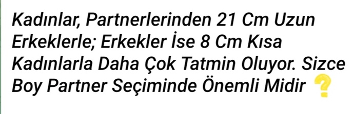 Bu gerçek mi boy önemli mi, benim için değil?