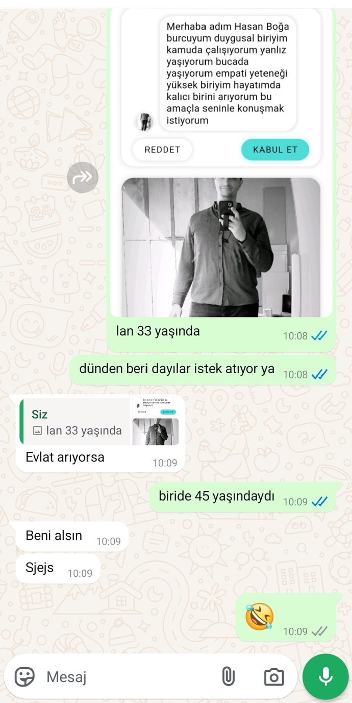 Erkekler niye hep kendinden çok küçüklere yazıyor sanki bakacaklar?