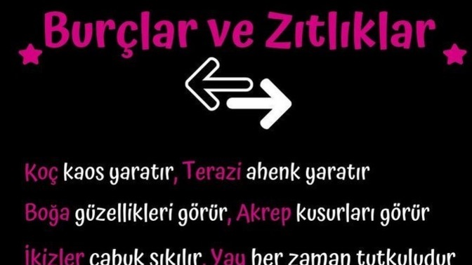 Burçlar ve zıtlıkları nedir?