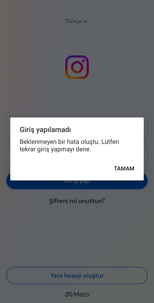 İnstagramdan çıkış yaptım geri giremiyorum?