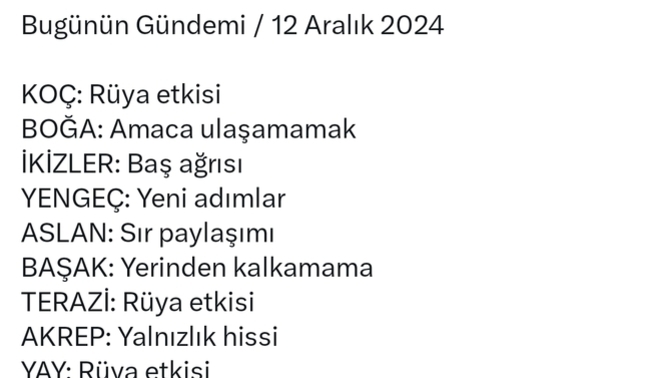 Burçlara göre bugün gündeminizde ne varr?
