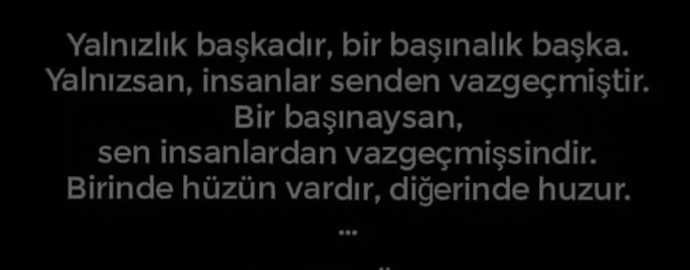 Ben bir başınalığı seçtim ve ayrı bir huzur buldum sanki siz hangisini seçerseniz peki?