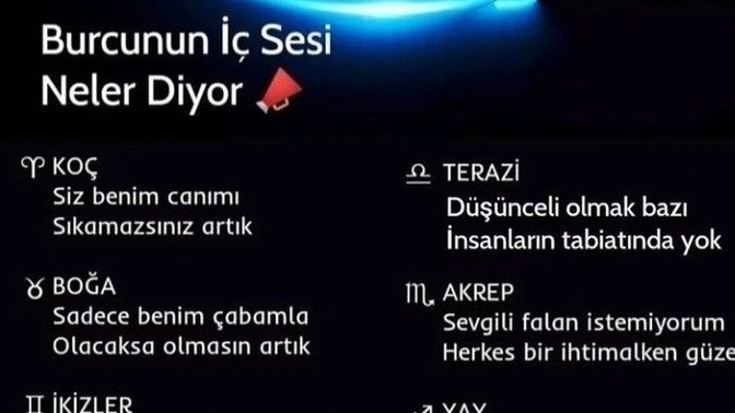 Burçların iç sesi neler diyor?