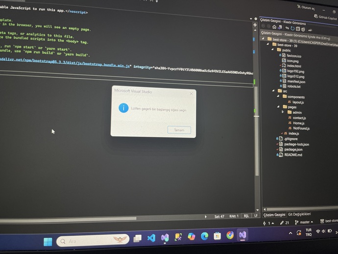 Visual studio başlangıç öğesi nasıl seçilir?