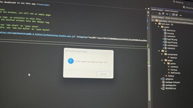 Visual studio başlangıç öğesi nasıl seçilir?