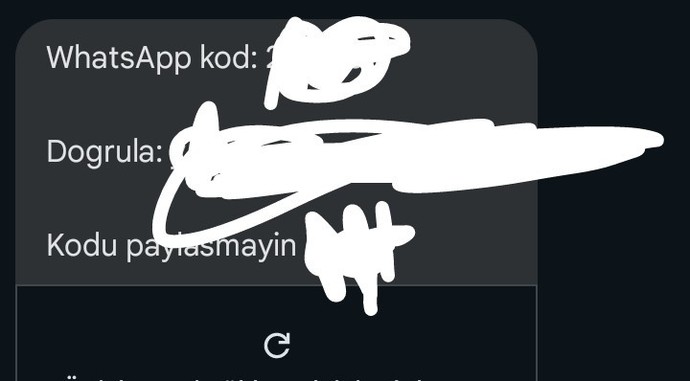 Whatsapptan kod geliyor?
