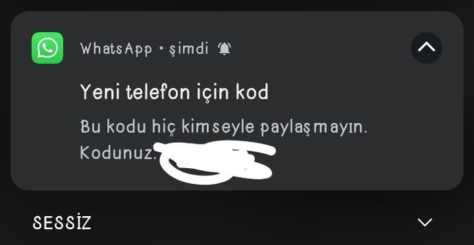 Whatsapptan kod geliyor?