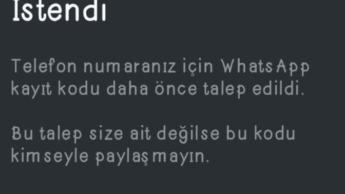 Whatsapptan kod geliyor?