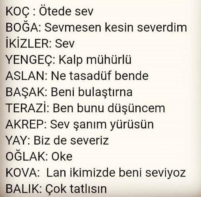 Burçlara aşık olduğunuzu söylerseniz ne cevap alırsınız?
