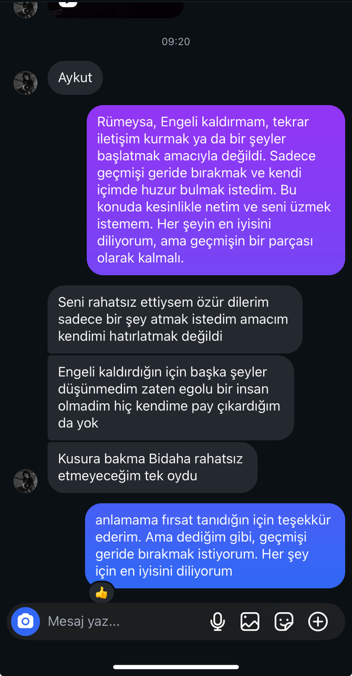 Arkadaşlar eski sevgilimle böyle bir diyalog geçti aramızda?