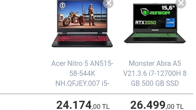 Sizce hangi PC'yi almalıyım Acer Nitro 5 vs Monster Abra A5 ?