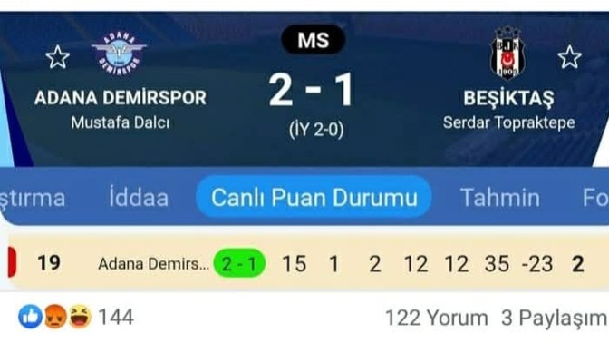 Beşiktaş Adana Demirspor'a Nasıl Kaybetti 😄?