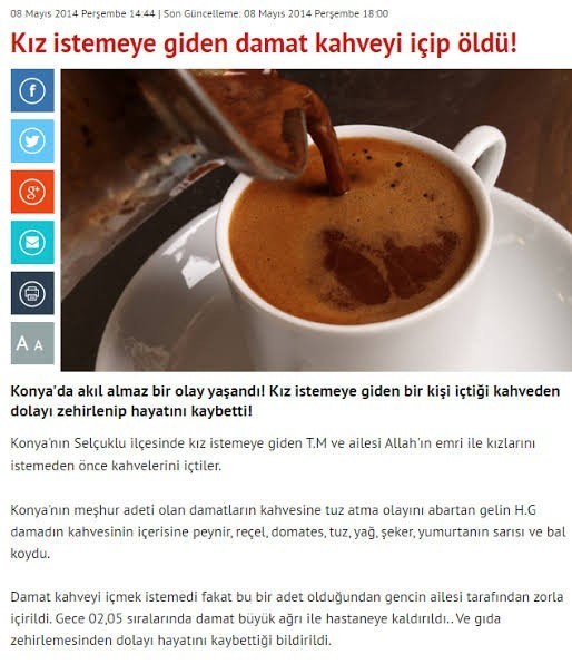 Kız istemede tuzlu kahveyi içmeyen erkek, kızı haketmiyor diyebilir miyiz?