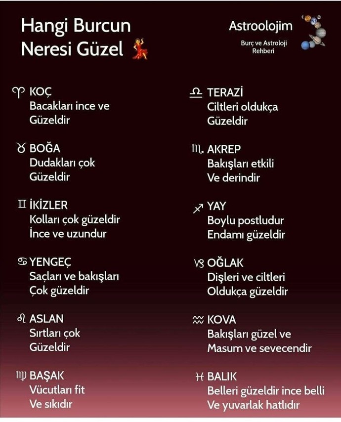 Hangi burcun neresi güzel?