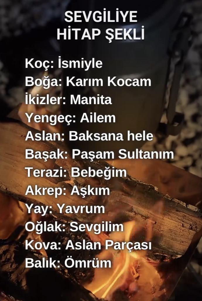 Burçların sevgiliye hitap şekli nedir?
