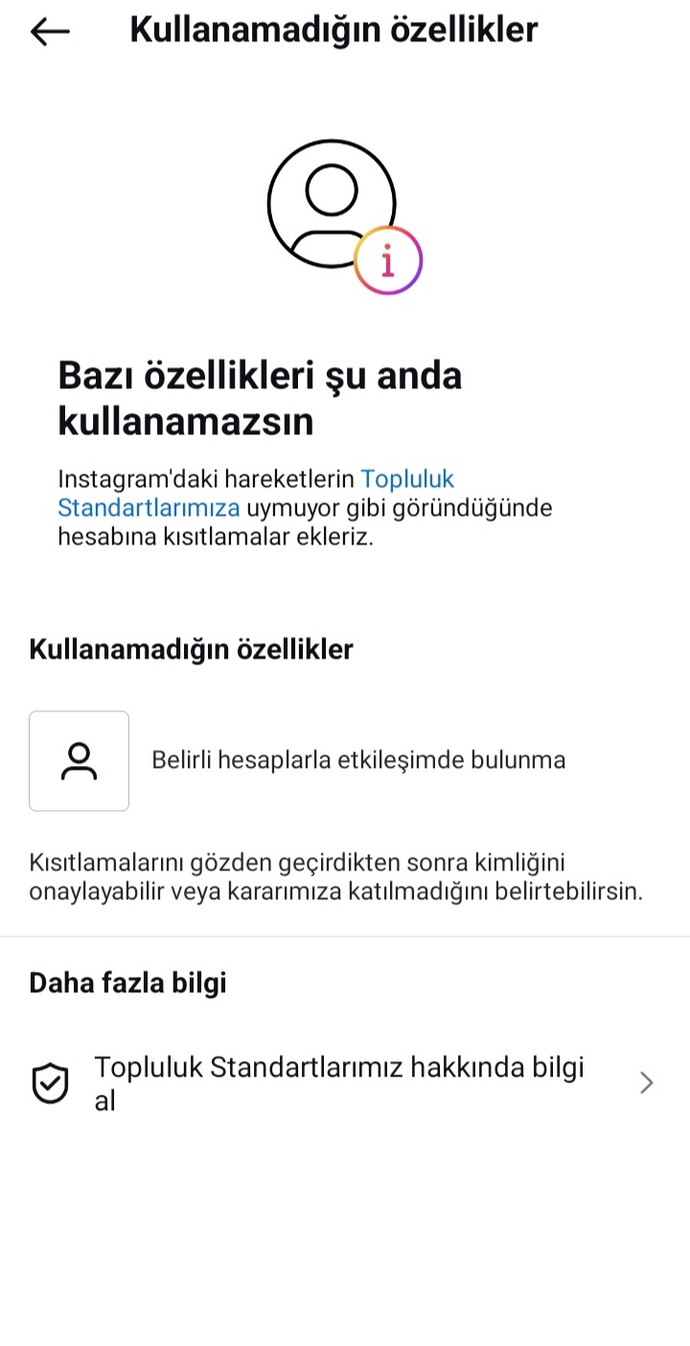 İnstagram da kullanamadığın özellikler bölümünde böyle bir yazılar ve ancak 24 saat sonra birisine tek mesaj isteği atabiliyorum?