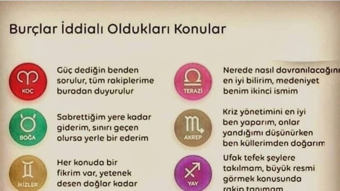 Burçların iddialı oldukları konular nedir ?