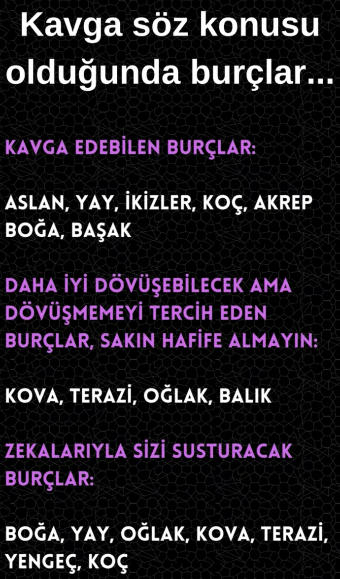Kavga söz konusu olduğunda burçlar nasıldır?