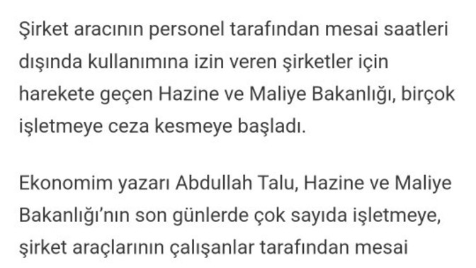 Bu karar nedir şu an var mı böyle bişi. Şirket aracı kullanımı yasak mı artık ceza mı var?