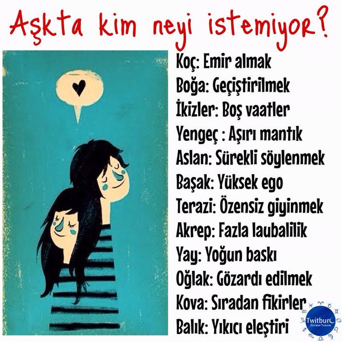 Burçlar Aşkta kim neyi istemiyor?